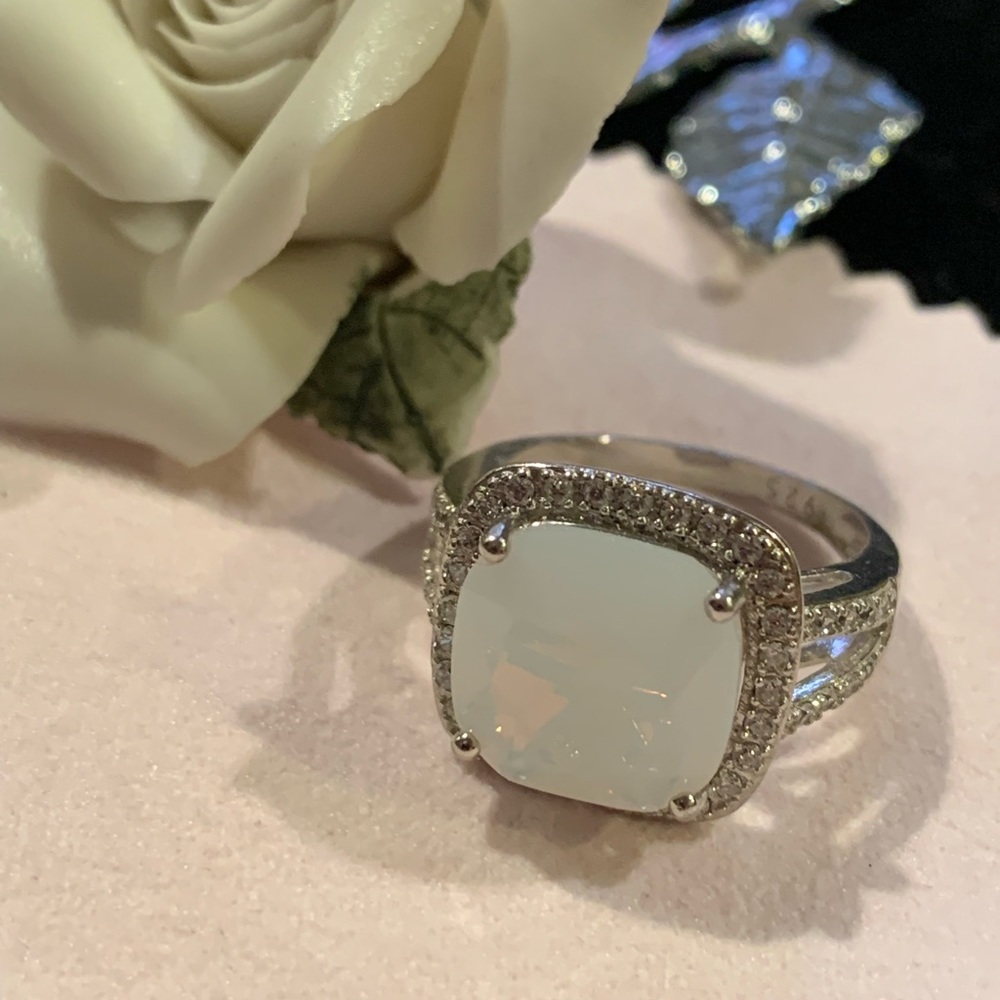 6.45ctw Opal & White Sapphire Ring